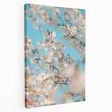 Spring-themed large art on stretched canvas depicting blooming flowers in pastel shades, ideal for kitchen wall art.