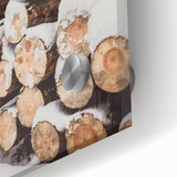 Large abstract wall art in cool blue and white tones on acrylic glass, ideal for dining room ambiance.