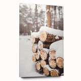 Large abstract wall art on acrylic glass depicting a winter scene in muted blues and whites.