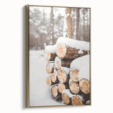 Framed canvas wall art depicting a vintage winter landscape in muted gray and black tones, ideal for bedroom decor.