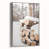 Winter landscape art painting on framed canvas featuring muted blue and white tones, ideal for living room decor.