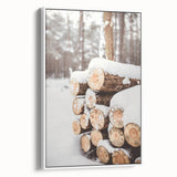 Vintage poster art depicting a winter scene on an extra large framed canvas, featuring muted blues and whites.