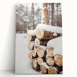 Winter landscape in black and white on large stretched canvas, ideal for kitchen wall art or bedroom ambiance.