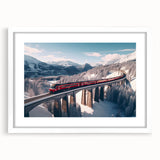 Abstract art print featuring assorted vehicles in muted gray and blue tones, framed with a white mat.