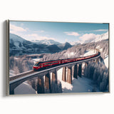Framed canvas featuring a vintage poster of colorful, stylized vehicles in landscape format, ideal for decorating a study.