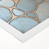 Blue & Gold Abstract Stone Pattern - Modern Living Room Wall Art