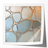 Blue & Gold Abstract Stone Pattern - Modern Living Room Wall Art
