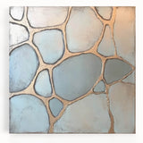 Blue & Gold Abstract Stone Pattern - Modern Living Room Wall Art