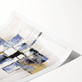 Abstract geometric rolled print showcasing vibrant colors and intricate patterns, elegantly packaged in a durable cardboard tube, perfect for home decor enhancement.