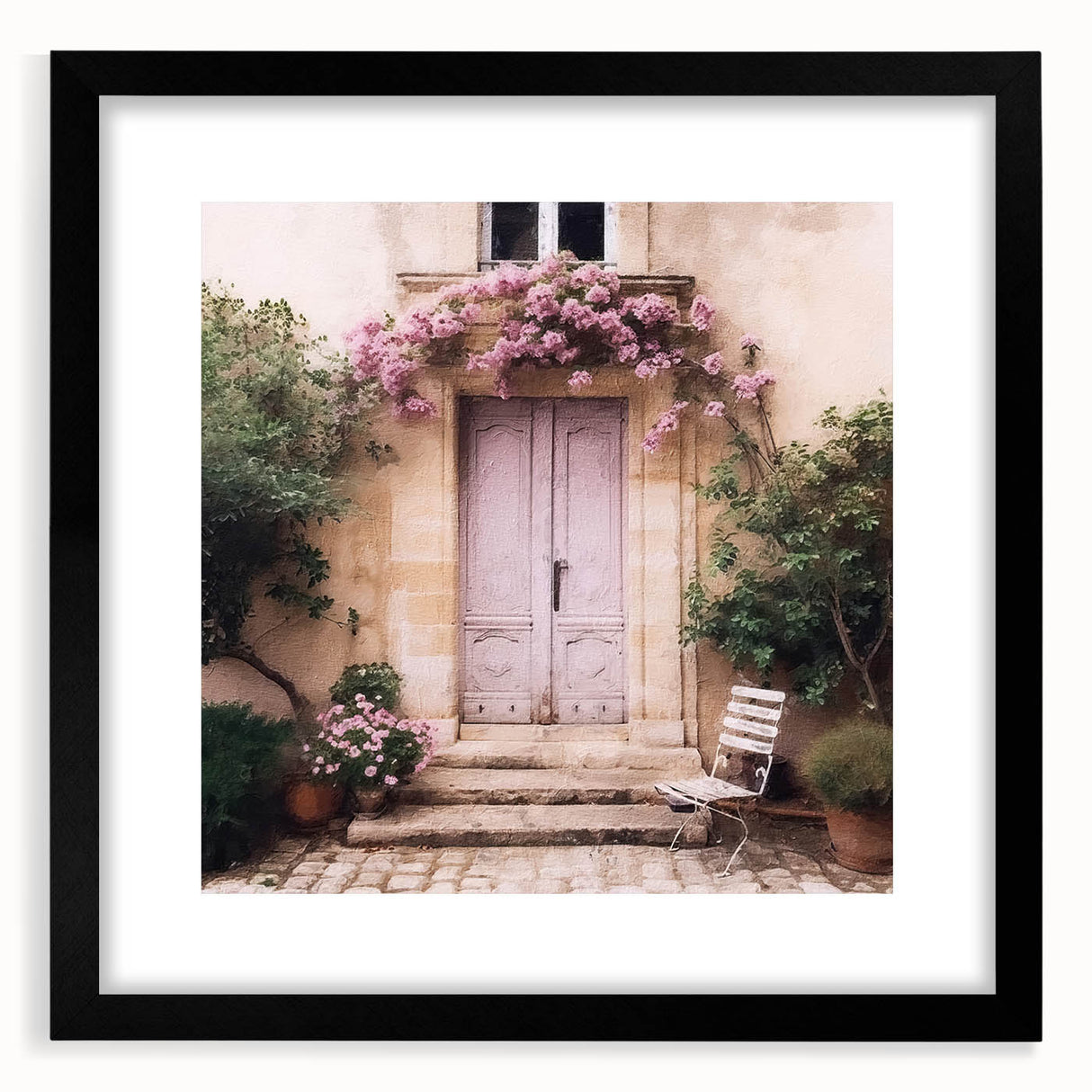 Extra large abstract art print featuring colorful, textured brush strokes on a black framed canvas.