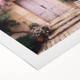 Art deco poster featuring an ornate French door design in muted beige and brown tones on rolled canvas.