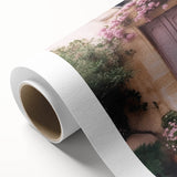 Art Deco poster of an ornate French door on rolled canvas, using muted earth tones.