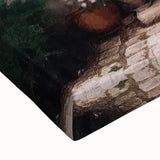 Close-up of a black and white stretched canvas featuring a detailed French door design, ideal for bedroom wall decor.