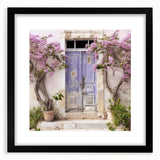 Extra large abstract art print depicting a Greek door, vibrant tones on textured canvas, ideal for living room wall.