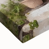 Black and white photo of a Greek architecture door on stretched canvas, ideal for bedroom wall art.