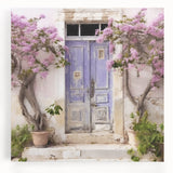 Black and white photo of a Greek architecture door on stretched canvas, ideal for kitchen wall art.