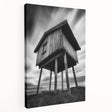 Large canvas print of minimalist architecture in monochrome shades, suitable for kitchen wall art.