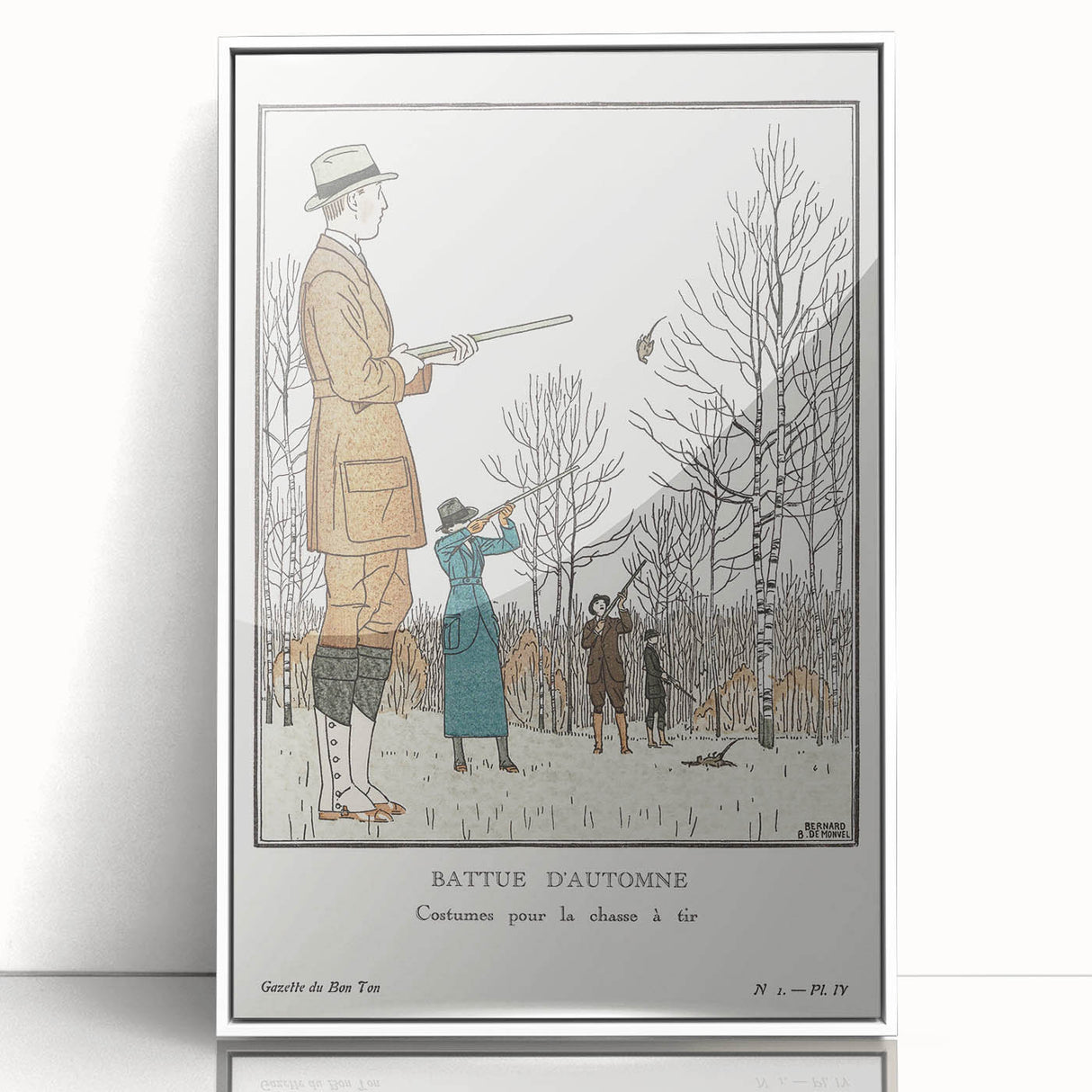 Art Deco Wall Art – Stylish Hunting Costumes in Autumn Scene