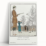 Art Deco Wall Art – Stylish Hunting Costumes in Autumn Scene