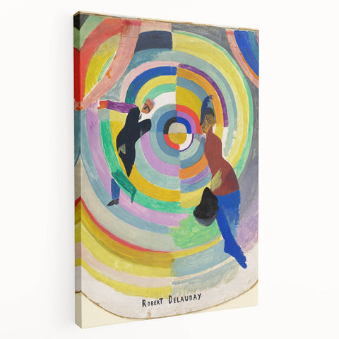 Dynamic Colorful Cubism Art - Abstract Circle and Figures Wall Decor