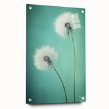 Floral and botanical acrylic glass artwork displayed side view against a neutral background, featuring vibrant colors and intricate details, perfect for home decor.