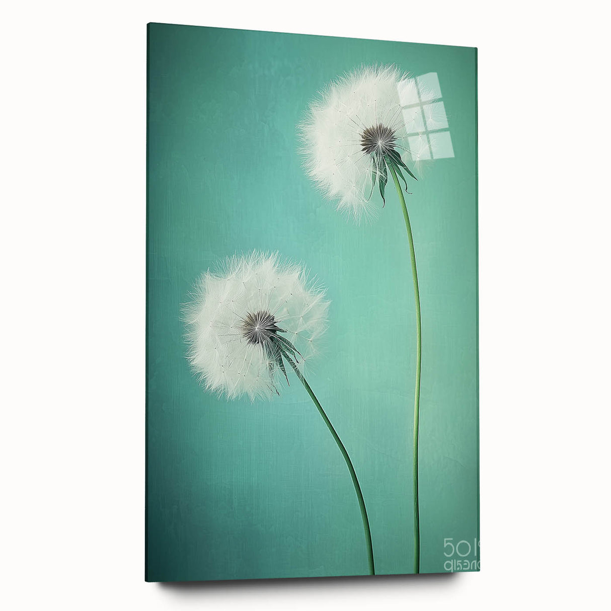 Elegant floral and botanical acrylic glass design showcasing vibrant colors and intricate details, displayed from a side view, perfect for modern home decor.