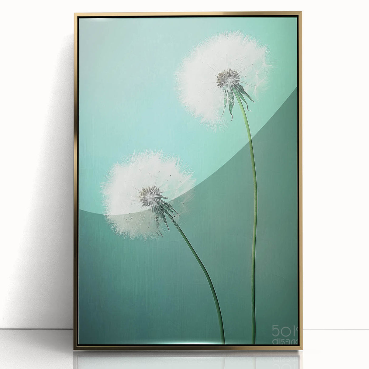 Framed acrylic artwork showcasing a vibrant floral and botanical design with gold accents, perfect for enhancing home decor. Ideal for nature lovers and modern interiors.