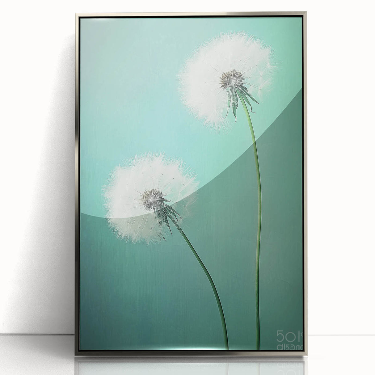 Framed acrylic artwork showcasing a vibrant floral and botanical design in silver, highlighting intricate details and colors, perfect for home decor enhancement.