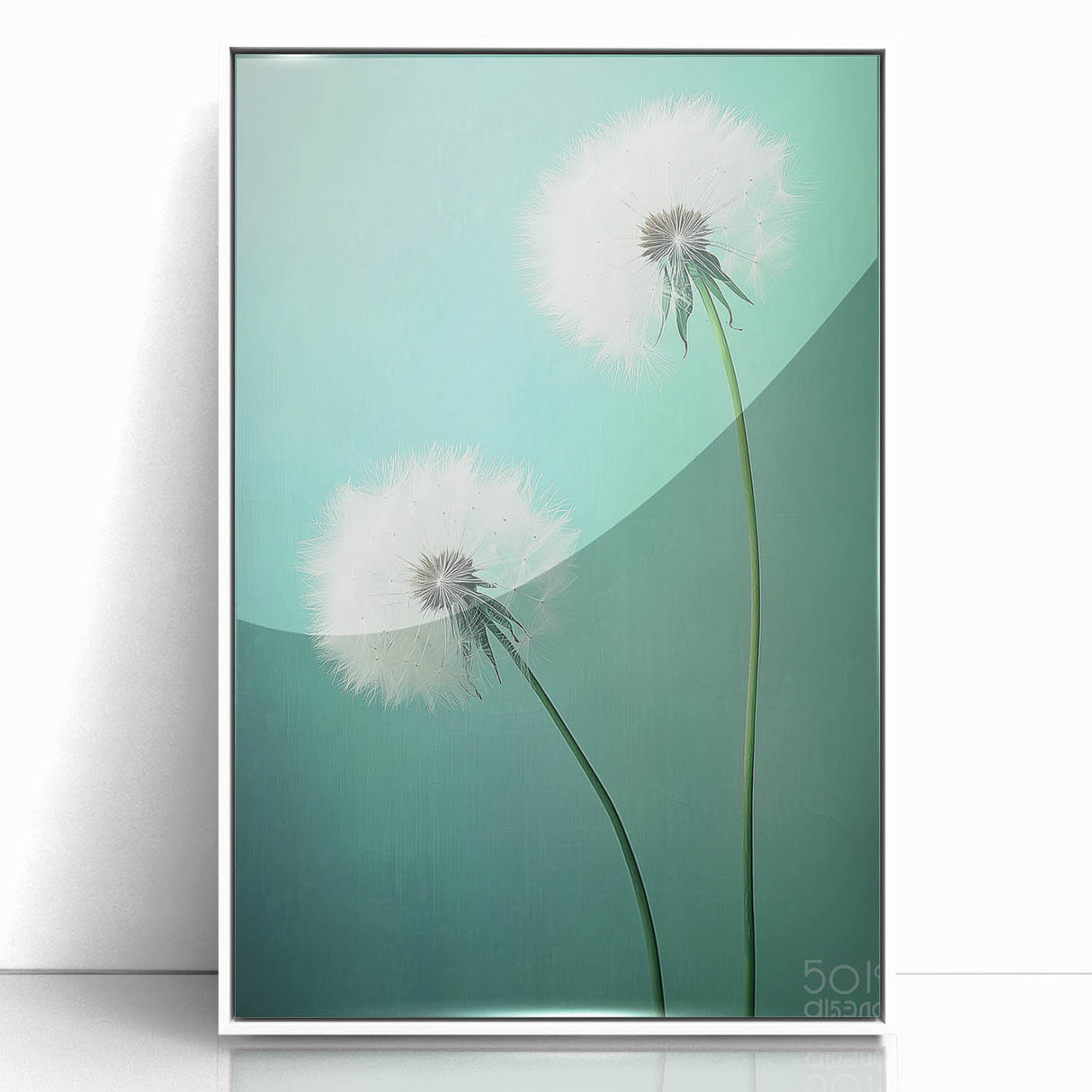 Framed acrylic artwork featuring a vibrant floral and botanical design with a white border, ideal for adding a touch of nature-inspired elegance to home decor.