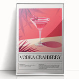 Art deco poster of food and drinks in a minimalist style, framed in white acrylic, suitable for modern kitchen decor.