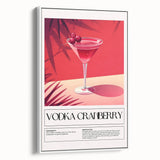 Extra large framed canvas featuring a vintage poster art of colorful food and drinks on a black background.