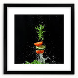 Extra large framed abstract art print featuring colorful, textured fruits, ideal for living room decor.