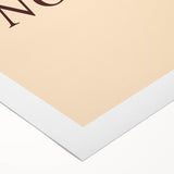 Art deco poster of food-themed typography in pastel shades on rolled canvas, ideal for dining room wall art.