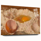 Large abstract wall art featuring assorted pastries in soft pastel shades on acrylic glass.