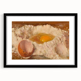 Extra large wall art featuring an abstract print of colorful pastries on a textured black framed canvas.