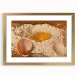 Extra large wall art featuring an abstract design of pastries in textured gold and brown tones, framed with a mat.