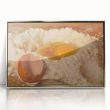 Mid-century modernist art featuring an array of pastries in muted colors on a framed acrylic print.