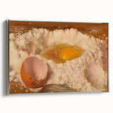 Framed canvas featuring a vintage poster of colorful pastries, ideal for kitchen or dining room decor.