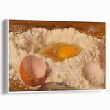 Vintage poster art of colorful pastries on a black background, framed canvas, ideal for living room decor.