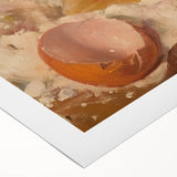 Art deco poster featuring assorted pastries in muted beige and brown tones on rolled canvas, suitable for dining room decor.