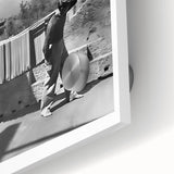 Large abstract wall art featuring vibrant, multicolored shapes on acrylic glass.