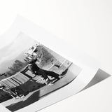 Extra large rolled print featuring line art flowers in black on white, ideal for large living room wall art.