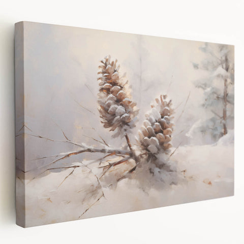 Snowy Pinecones Christmas Wall Art – Winter Holiday Decor