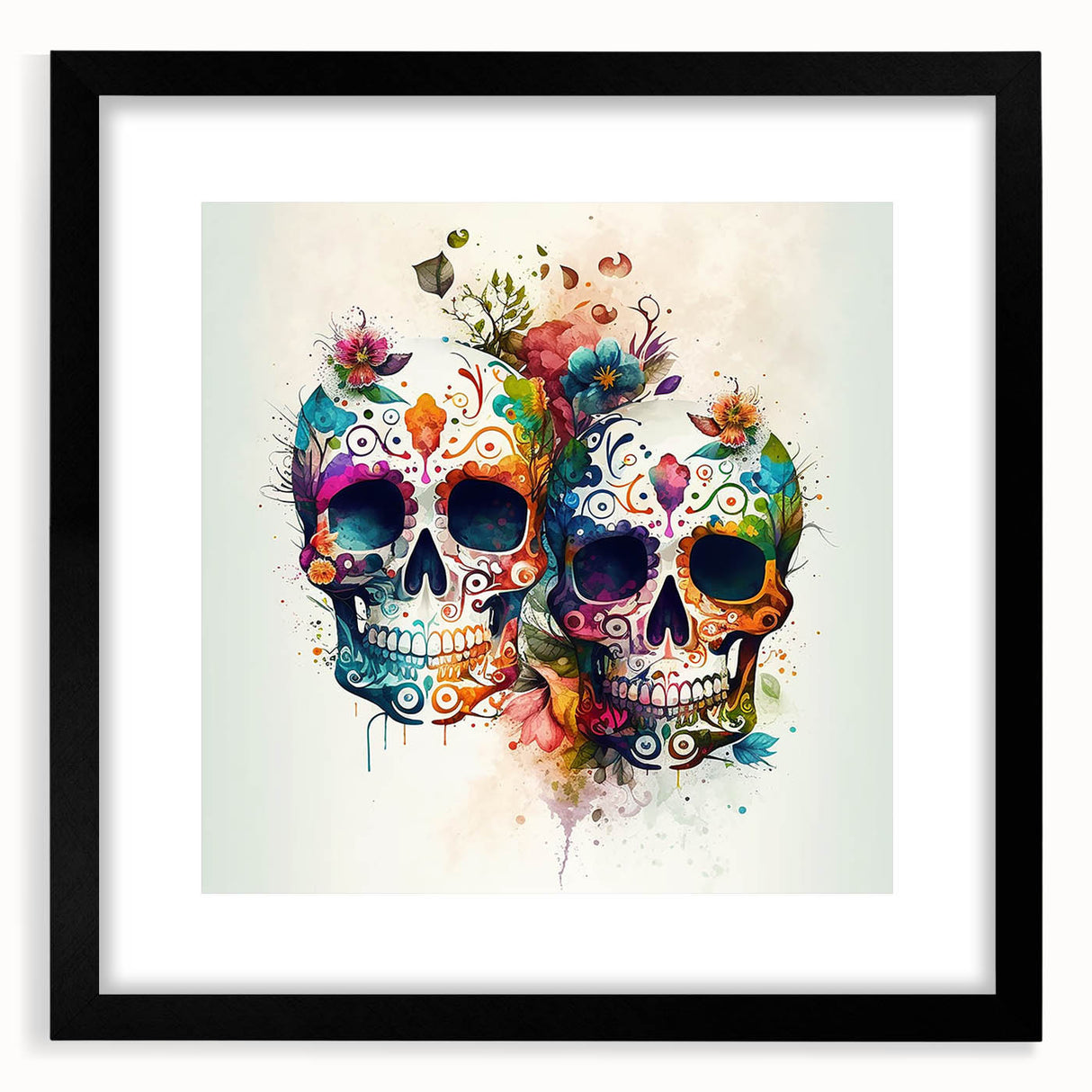Cinco de Mayo Canvas Art - Vibrant Sugar Skulls & Floral Design