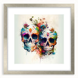 Cinco de Mayo Canvas Art - Vibrant Sugar Skulls & Floral Design