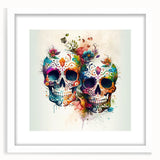 Cinco de Mayo Canvas Art - Vibrant Sugar Skulls & Floral Design