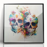 Cinco de Mayo Canvas Art - Vibrant Sugar Skulls & Floral Design
