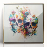 Cinco de Mayo Canvas Art - Vibrant Sugar Skulls & Floral Design