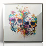 Cinco de Mayo Canvas Art - Vibrant Sugar Skulls & Floral Design