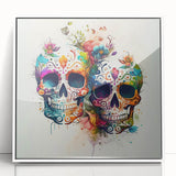 Cinco de Mayo Canvas Art - Vibrant Sugar Skulls & Floral Design